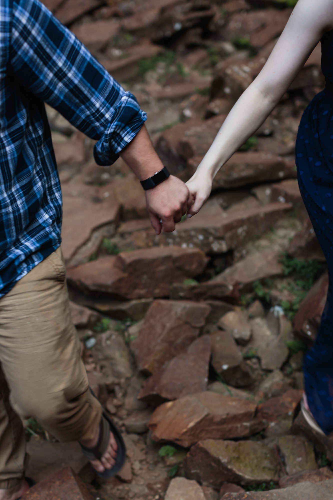 fall creek falls couple session with hands together